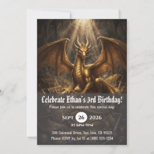Cartes d'invitation d'anniversaire de dragon à l'a