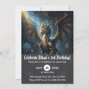 Cartes d'invitation d'anniversaire de dragon à l'a