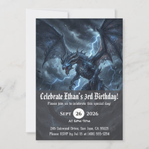 Cartes d'invitation d'anniversaire de dragon à l'a