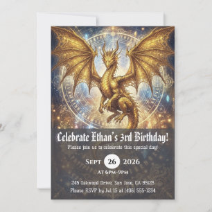 Cartes d'invitation d'anniversaire de dragon à l'a