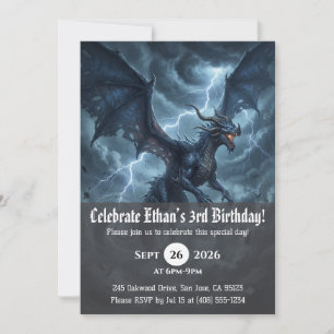 Cartes d'invitation d'anniversaire de dragon à l'a