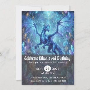 Cartes d'invitation d'anniversaire de dragon à l'a
