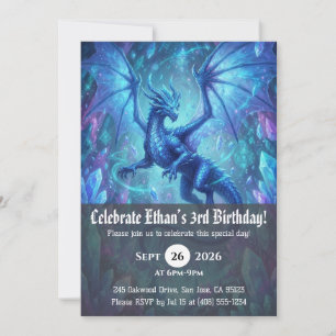 Cartes d'invitation d'anniversaire de dragon à l'a
