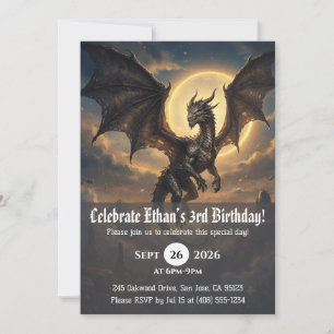 Cartes d'invitation d'anniversaire de dragon à l'a