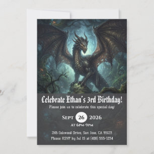 Cartes d'invitation d'anniversaire de dragon à l'a