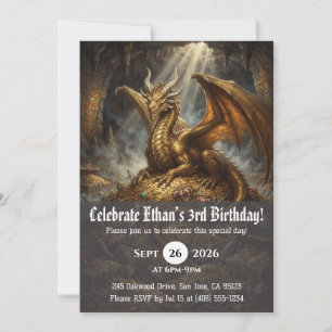 Cartes d'invitation d'anniversaire de dragon à l'a