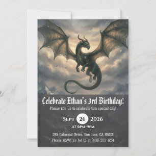 Cartes d'invitation d'anniversaire de dragon à l'a