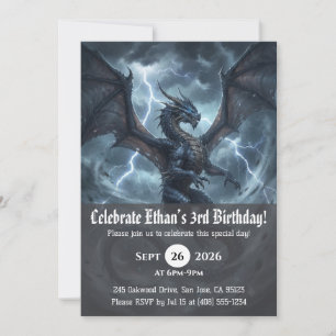 Cartes d'invitation d'anniversaire de dragon à l'a