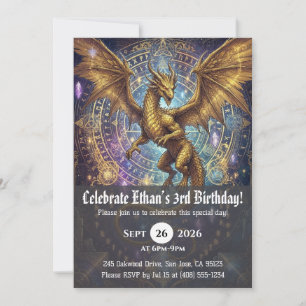 Cartes d'invitation d'anniversaire de dragon à l'a