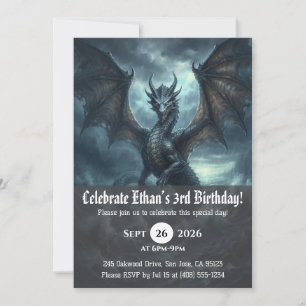 Cartes d'invitation d'anniversaire de dragon à l'a