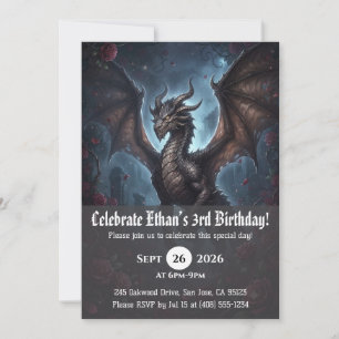 Cartes d'invitation d'anniversaire de dragon à l'a