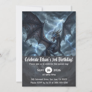 Cartes d'invitation d'anniversaire de dragon à l'a
