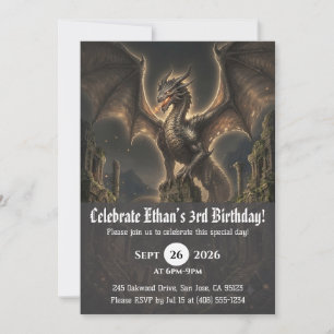 Cartes d'invitation d'anniversaire de dragon à l'a