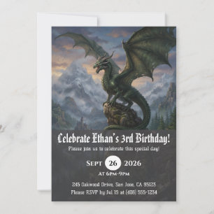 Cartes d'invitation d'anniversaire de dragon à l'a