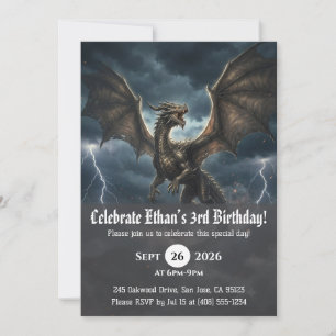 Cartes d'invitation d'anniversaire de dragon à l'a
