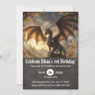 Cartes d'invitation d'anniversaire de dragon à l'a