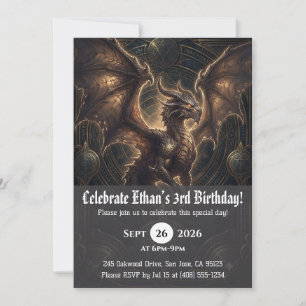 Cartes d'invitation d'anniversaire de dragon à l'a