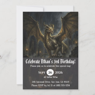 Cartes d'invitation d'anniversaire de dragon à l'a