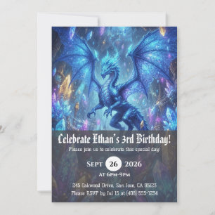 Cartes d'invitation d'anniversaire de dragon à l'a
