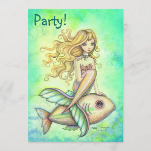 Cartes d'invitation d'anniversaire de jolie sirène