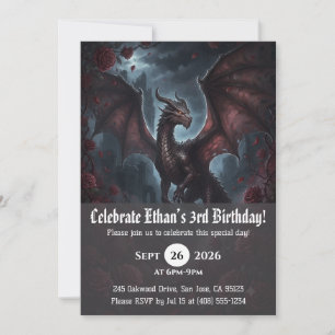 Cartes d'invitation d'anniversaire dragon aquarell