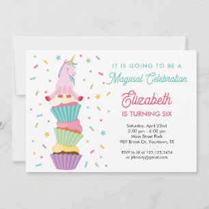 Cartes d'invitation d'anniversaire Festive Cupcake