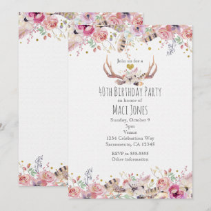 Cartes d'invitation d'anniversaire Fleurs & Bois d