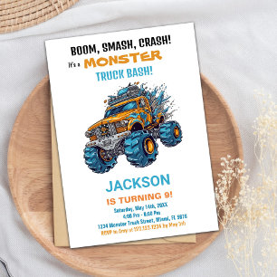 Cartes d'invitation d'anniversaire Monster Truck B
