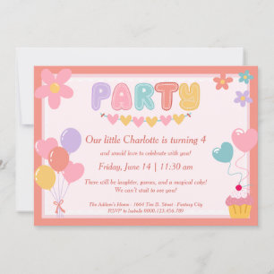 Cartes d'invitation d'anniversaire pastel - Imprim