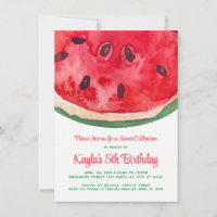 Cartes d'invitation d'anniversaire pastèque