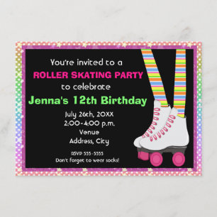 Cartes d'invitation d'anniversaire pour patin à ro