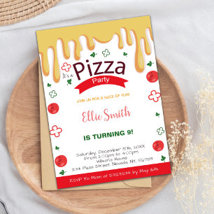 Cartes d'invitation d'anniversaire pour pizza au f