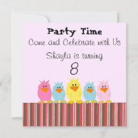 Cartes d'invitation d'anniversaire pour poussins f