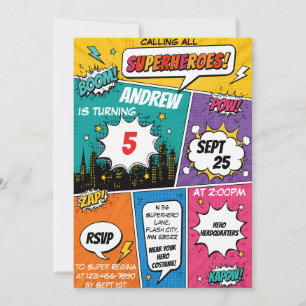 Cartes d'invitation d'anniversaire – Style BD de s