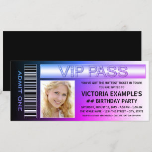 Cartes d'invitation d'anniversaire Ticket