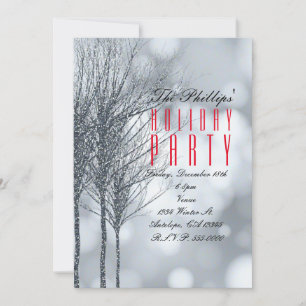 Cartes d'invitation de fête aux arbres pailletés d