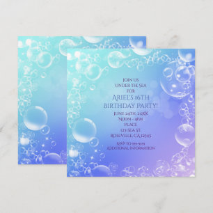 Cartes d'invitation de fête Bulles Enchantées Sous