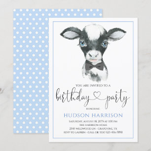 Cartes d'invitation de fête d'anniversaire de Cow