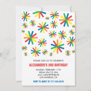 Cartes d'invitation de fête de couleur Confetti Mo