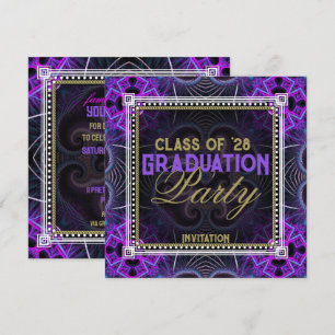 Cartes d'invitation de fête de fin d'études en ros
