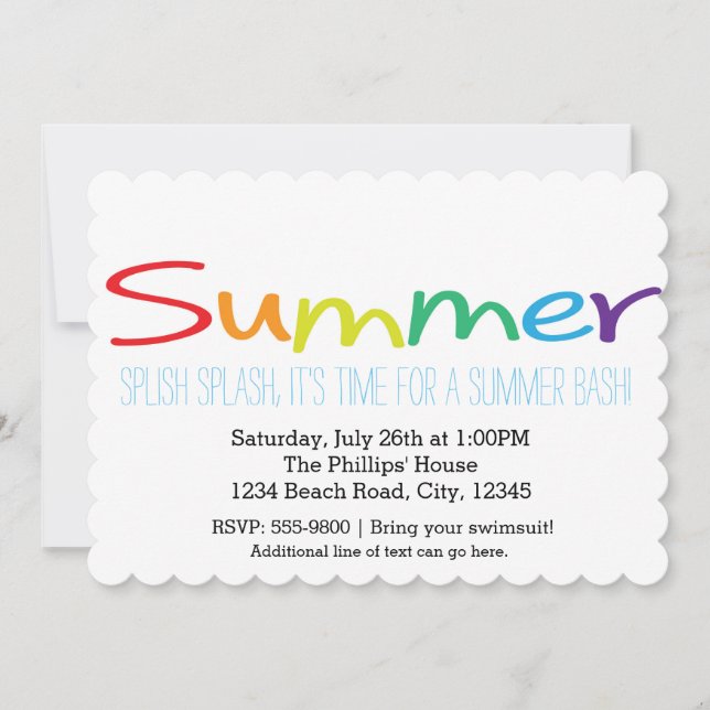 Cartes d'invitation de fête de typographie arc-en- (Devant)