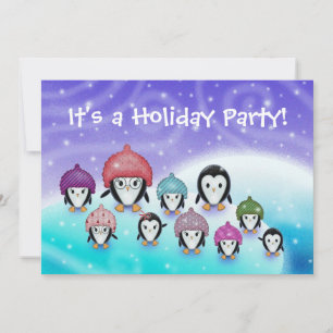 Cartes d'invitation de fête de vacances de manchot