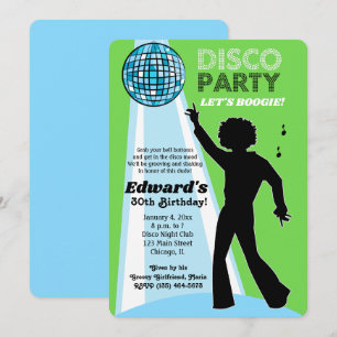 Cartes d'invitation de fête disco pour anniversair