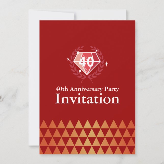 Cartes d'invitation de fête du 40e anniversaire de (Devant)