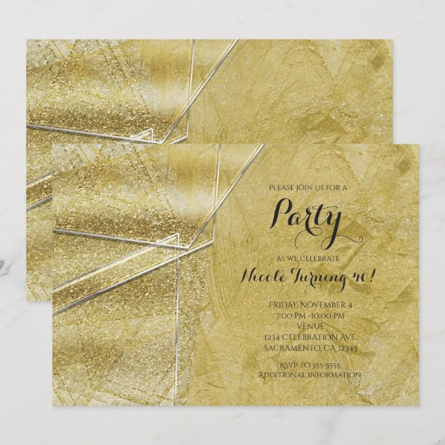 Cartes d'invitation de fête Glam en verre cristal  (Devant / Derrière)
