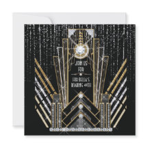Cartes d'invitation de fête Roaring Gatsby Art Déc