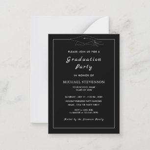 Cartes d'invitation de fin d'études noires avec co