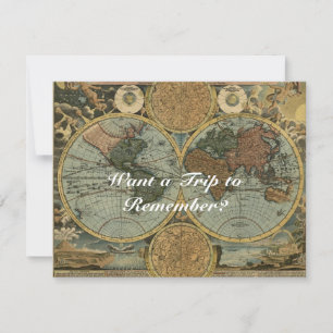 Cartes d'invitation de la carte de l'ancien monde