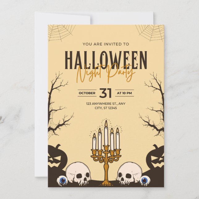 Cartes d'invitation de la fête d'Halloween (Devant)