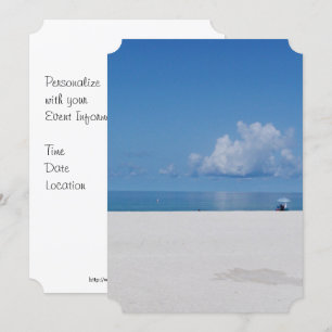 Cartes d'invitation de la plage de sable blanc